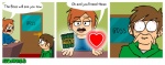 ammunition duo female final_boss heart_symbol human_only male not_furry text unknown_artist eddsworld edd_(eddsworld) human mammal scalie comic english_text grandfathered_content reaction_image