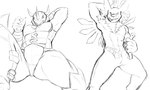 abs anthro armor belt biceps bottomwear bulge clothing duo headgear helmet horn male muscular muscular_anthro muscular_male pants pecs shirtless heibanhikaru bandai_namco digimon canid canine digimon_(species) mammal scalie wargreymon weregarurumon absurd_res hi_res monochrome sketch