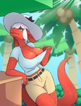 anthro bodily_fluids breasts clothing female solo sweat digitalkaiju red_knight_(sirphilliam) scalie hi_res