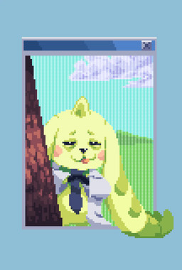 animated_gif anthro aroused blush clothing coat fur horn humor lab_coat long_ears male solo tongue tongue_out topwear white_body white_fur pixelboogsy bandai_namco digimon digimon_(species) terriermon terriermon_assistant animated digital_media_(artwork) hi_res pixel_(artwork) pixel_animation short_playtime