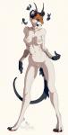 anthro antlers band-aid bandage breasts female horn navel nude solo standing wide_hips teaksamin felid hybrid mammal digital_media_(artwork) hi_res shaded