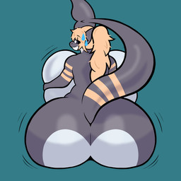 anthro big_breasts big_butt breasts butt female huge_breasts huge_butt hyper hyper_breasts hyper_butt looking_back sitting solo haosafterdark jennifer_(haosafterdark) 1:1 absurd_res hi_res