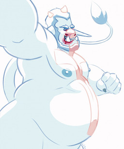 beard belly big_belly blood blood_from_mouth blood_in_mouth blue_beard blue_body blue_facial_hair blue_hair blue_nipples blue_tail bodily_fluids facial_hair fist hair huge_belly humanoid_pointy_ears looking_at_viewer male nipples nosebleed not_furry nude obese obese_humanoid obese_male overweight overweight_humanoid overweight_male pointy_ears short_hair simple_background solo tail tail_tuft tuft white_background chocolateandmilk humanoid hi_res
