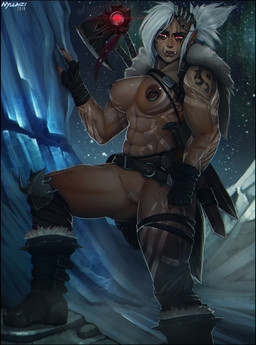 abs black_bars breasts female genitals looking_at_viewer muscular muscular_female muscular_humanoid nipple_piercing nipples not_furry piercing pubes solo tattoo tusks vulva nyuunzi blizzard_entertainment warcraft humanoid orc 2019 hi_res letterbox