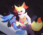 absurd_res anthro blush bodily_fluids braixen breasts cum cum_inside cum_on_body cum_on_face duo generation_4_pokemon generation_6_pokemon genital_fluids genitals gynomorph gynomorph/male gynomorph_penetrating gynomorph_penetrating_male hi_res internal intersex intersex/male intersex_penetrating intersex_penetrating_male jewelry knot lucario male male_penetrated necklace nintendo penetration penis pokemon pokemon_(species) scarf senz sex tail thrusting tongue tongue_out