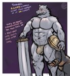 abs anthro barazoku bulge clothing duo grope groping_from_behind male male/male melee_weapon muscular muscular_male pecs scar sword text underwear weapon cocoronut elden_ring fromsoftware blaidd_(elden_ring) noha_(cocoronut) canid canine canis mammal wolf absurd_res english_text hi_res