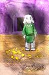 anthro biped bottomwear cave clothed clothing footwear fully_clothed green_clothing green_shirt green_topwear green_tunic hands_at_sides leaf legs_together light_rays looking_up pants shirt solo standing stare topwear tunic holt5 undertale undertale_(series) asriel_dreemurr boss_monster_(undertale) bovid caprine goat mammal colored hi_res