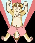 armpit_hair body_hair bottomwear brown_body brown_fur brown_nipples chest_hair circle_eyebrows clothed clothing dog_tags eyebrows eyes_closed fangs feet floppy_ears fur handpaw happy_trail hindpaw male mastectomy_scar navel nipples pawpads paws pink_bottomwear pink_clothing pink_nose pink_pawpads pink_scar pink_shorts plantigrade raised_arms red_wristband scar shorts slightly_chubby smile solo tail teeth topless visibly_trans white_body white_fur yellow_body yellow_fur sebdoggo blue_(sebdoggo) bird_dog canid canine canis chow_chow domestic_dog golden_retriever hunting_dog mammal mixed_breed retriever spitz 2017 aliasing alpha_channel digital_drawing_(artwork) digital_media_(artwork) flat_colors full-length_portrait microsoft_paint_(artwork) portrait trans_(lore) trans_man_(lore)