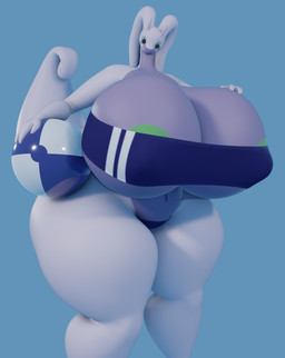 anthro areola areola_slip ball beach_ball big_breasts blush breasts clothing female green_areola hand_on_breast huge_breasts hyper hyper_breasts inflatable looking_at_viewer one-piece_swimsuit purple_body simple_background solo swimwear tail thick_thighs translucent translucent_clothing translucent_swimwear under_boob darkdraketom gris_swimsuit meme_clothing nintendo pokemon generation_6_pokemon goodra pokemon_(species) 3d_(artwork) blender_(artwork) digital_media_(artwork) meme