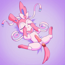 ambiguous_gender anal anal_penetration anus bed bestiality bodily_fluids bow_tie butt cum cum_inside duo ears_up erection eyes_closed feral floppy_ears fluffy fluffy_tail folded_ears fur furniture genital_fluids intersex intersex/male interspecies male male/male nude open_mouth pawpads paws penetration pink_body pink_fur pokephilia precum ribbons sex slow_sex spread_legs spreading symbol tail white_body white_fur setsmilky nintendo pokemon eeveelution generation_6_pokemon mammal pokemon_(species) sylveon 1:1 2d_animation animated blender_(artwork) digital_media_(artwork) hi_res motion_tweening no_sound short_playtime video