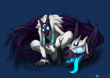 5_fingers ambiguous_form anthro biped blue_eyes blue_tongue crouching duo fingerless_(marking) fingers fur glowing glowing_eyes hooves long_ears long_tongue mask simple_background tongue tongue_out transparent_background twitter_logo wearing_mask white_body white_fur the_gentle_giant league_of_legends riot_games tencent twitter kindred_(lol) lamb_(lol) wolf_(lol) bovid canid canine canis caprine ghost mammal sheep spirit wolf alpha_channel hi_res