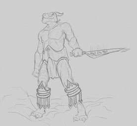 2_toes anthro claws clothed clothing feet front_view holding_melee_weapon holding_object holding_sword holding_weapon horn male male_anthro melee_weapon mouth_closed muscular muscular_anthro muscular_male pecs simple_background solo standing sword toe_claws toes topless weapon aduran mythology dragon mythological_creature mythological_scalie scalie full-length_portrait monochrome portrait sketch