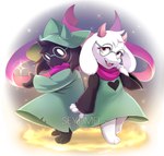 anthro biped clothed clothing duo eyewear fingers floppy_ears fur glasses green_clothing green_hat green_headwear hat headgear headwear horn male white_body white_fur seyumei deltarune undertale_(series) ralsei boss_monster_(undertale) 2024