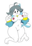 3_toes 4_fingers :3 anthro big_breasts breasts clothed clothing curvy_figure feet female fingers fur genitals hair hindpaw looking_at_viewer nipples nude paws pussy simple_background smile solo thick_thighs toes white_background white_body white_fur wide_hips theironmountain undertale undertale_(series) temmie_(undertale) canid canine felid feline mammal tem absurd_res hi_res