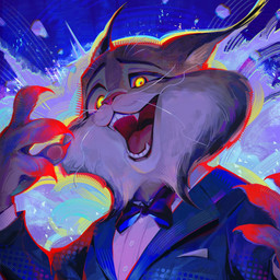 anthro bow_tie claws clothing crooked_whiskers fur grey_body grey_fur multicolored_body multicolored_fur sharp_teeth smile suit teeth white_body white_fur yellow_eyes errorbasket disney zootopia pawbert_lynxley canada_lynx felid feline lynx mammal 1:1 2025 hi_res