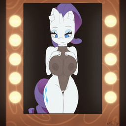 anthro anthrofied big_breasts blue_eyes breasts clothed clothing cutie_mark eyeshadow female fingers fur hair half-closed_eyes horn long_hair makeup narrowed_eyes nipples purple_hair purple_tail solo standing tail unicorn_horn white_body white_fur wide_hips n0nnny friendship_is_magic hasbro my_little_pony mythology rarity_(mlp) equid equine mammal mythological_creature mythological_equine unicorn 1:1 2025 animated hi_res portrait three-quarter_portrait