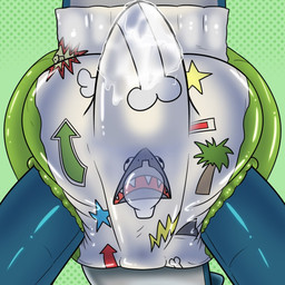 anthro bodily_fluids clothed clothing cum cum_in_diaper diaper diaper_fetish erection erection_in_diaper genital_fluids inflatable inflatable_diaper male pattern_diaper pool_toy pull-ups_(diaper) simple_background solo tail unclean_diaper wearing_diaper unknown_artist skipper_(zoran) animate_inanimate dinosaur living_inflatable prehistoric_species reptile saurischian scalie theropod tyrannosaurid tyrannosauroid tyrannosaurus tyrannosaurus_rex 1:1
