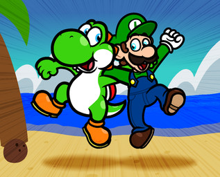 4_fingers 5_fingers anthro arm_around_shoulders beach black_eyebrows black_facial_hair black_mustache blue_clothing blue_eyes blue_overalls blue_sky brown_clothing brown_footwear brown_hair brown_shoes clothed clothed_human clothed_male clothing cloud coconut day drupe_(fruit) duo eyebrows facial_hair featureless_crotch fingers fist food footwear footwear_only fruit fully_clothed fully_clothed_human fully_clothed_male gloves green_body green_clothing green_hat green_headwear green_shirt green_skin green_tail green_topwear hair handwear hat head_spines headgear headwear jumping light male male_anthro male_human midair mostly_nude mostly_nude_anthro mostly_nude_male multicolored_body multicolored_skin mustache open_mouth open_smile orange_spines outside overalls palm_tree pink_tongue plant pockets raised_fist raised_hand red_shell sand sea shell shirt shoes shoes_only short_hair sky smile smiling_at_another smiling_at_each_other tail tan_body tan_skin tongue topwear tree two_tone_body two_tone_skin two_tone_tail water white_body white_clothing white_gloves white_handwear white_skin white_tail captainquack64 mario_bros nintendo luigi yoshi_(character) green_yoshi human mammal yoshi 2025 colored digital_drawing_(artwork) digital_media_(artwork) english_description hi_res lighting shaded simple_shading