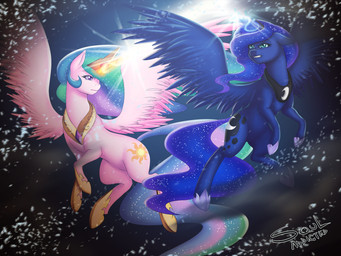 2016 cutie_mark duo equine feathered_wings feathers feral friendship_is_magic glowing hair hi_res horn long_hair mammal multicolored_hair my_little_pony princess_celestia_(mlp) princess_luna_(mlp) sibling sisters souladdicted winged_unicorn wings

Rating: Safe
Score: 6
User: lemongrab
Date: April 20, 2016