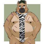 anthro belly big_belly black_nose blush brown_body brown_fur fur kemono male moobs nipples overweight overweight_male scar simple_background solo yaki_atsuage lifewonders tokyo_afterschool_summoners yasuyori_(tas) canid canine canis domestic_dog mammal 1:1 2024 hi_res