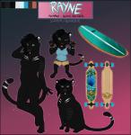 anthro black_border border female feral looking_at_viewer multiple_forms skateboard smile solo surfboard vehicle watercraft compass_(artist) felid mammal model_sheet