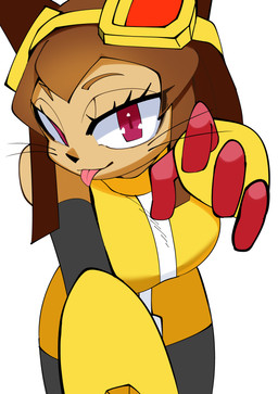 4_fingers anthro blep breasts brown_body brown_hair clothing eyebrows eyelashes eyewear eyewear_on_head female fingers goggles goggles_on_head hair magenta_eyes solo tongue tongue_out whiskers flarelion99 gameoverse glitch_productions kit_bodega domestic_cat felid feline felis mammal 2026 absurd_res hi_res