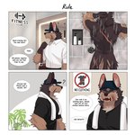 after_shower anthro back_scar bag bathing clothed clothing dialogue gym hat headgear headwear male nude scar showering solo text towel warning_sign tupidwithouts canid canine canis domestic_dog mammal 1:1 absurd_res comic english_text hi_res