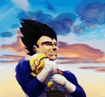 armor b0dko black_eyebrows black_hair blue_clothing bodily_fluids clenched_teeth clothing cloud crossover crying despicable_me dragon_ball duo embrace eyebrows eyes_closed eyewear gloves goggles hair handwear hug humanoid illumination_entertainment light_body light_skin male minion_(despicable_me) not_furry open_mouth outside sad saiyan size_difference sky spiky_hair tears teeth teeth_showing thick_eyebrows vegeta white_clothing white_gloves white_handwear yellow_body yellow_skin