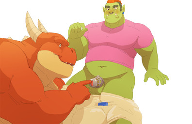 5_fingers ageplay anthro balls biceps biped blush chastity_cage chastity_device clean_diaper diaper diaper_down duo ear_piercing embarrassed facial_piercing fingers flaccid genitals glans green_balls green_body green_skin hair horn humanoid_genitalia humanoid_penis humanoid_pointy_ears infantilism male muscular muscular_anthro muscular_male nose_piercing nose_ring open_mouth open_smile orange_hair penis piercing pointy_ears red_body ring_piercing roleplay sharp_teeth simple_background smile teasing teeth tusks white_background daire301 mythology dragon mythological_creature mythological_scalie orc scalie 2017 digital_media_(artwork) hi_res