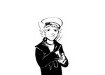 2024 adjusting anthro black_and_white comic domestic_cat felid feline felis hi_res hladilnik male mammal monochrome sailor_uniform ship's_catboy_(hladilnik) simple_background solo white_background