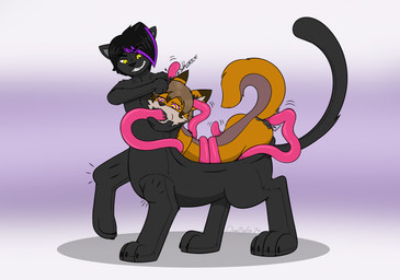 absorption_vore all_the_way_through ambiguous_gender anthro assimilation black_body black_hair brown_hair brown_markings countershade_face countershading curled_tail duo ear_penetration ear_threading fur goo_transformation gradient_background hair highlights_(coloring) hypnosis male markings mind_control motion_lines nude oral oral_penetration orange_body orange_fur penetration plushie pupils purple_highlights quadruped ringed_eyes simple_background slime_inflation slit_pupils smile standing suit_transformation tail tentacle_penetration tentacles text transformation vore year yellow_eyes fox0808 blake_(harute11) friday_(draconicus_nick) animate_inanimate canid canine domestic_cat felid feline felis fox living_clothing living_plushie mammal taur 2024 artist_name colored hi_res shaded