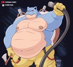 2023 anthro anthrofied axe belly black_background blastoise bottomwear cannon clothed clothing firefighter generation_1_pokemon gloves handwear hi_res holding_object hose love_handles male moobs navel nintendo nipples non-mammal_nipples obese obese_anthro obese_male overweight overweight_anthro overweight_male pants patreon pokemon pokemon_(species) pokemorph ranged_weapon shell shoulder_cannon simple_background smile solo stompsthecroc suspenders text topless topless_anthro topless_male twitch.tv url watermark weapon