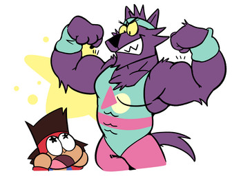 1980s_theme 80s_clothing abs accessory anthro athletic_wear biceps clothed clothing duo exercise flexing fully_clothed fur headband male muscular muscular_male pecs purple_body purple_fur simple_background solo_focus star_eyes workout_clothing yellow_sclera young haps cartoon_network mythology ok_k.o.!_let's_be_heroes bernard_(ok_k.o.!_lbh) kaio_kincaid canid canine canis human mammal mythological_canine mythological_creature werecanid werecanine werecreature werewolf wolf 2018