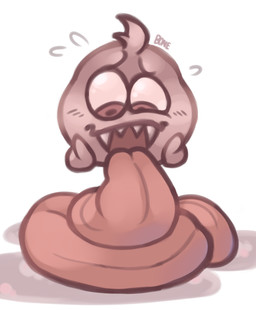 ambiguous_gender big_tongue bodily_fluids drooling fangs flustered hyper hyper_tongue saliva shocked solo teeth tongue tongue_out thebonezonedeluxe mario_bros nintendo boo_(mario) ghost spirit