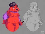 anthro balls beanie breasts clothing exposed_breasts freckles fur genitals gesture gynomorph hand_gesture hat headgear headwear hoodie intersex penis presenting purple_eyes red_body red_fur slightly_chubby solo topwear v_sign lazy_ruby ruby_mello_(dynamitegrizzly) bird_dog canid canine canis domestic_dog hunting_dog irish_setter mammal setter 4:3 hi_res trans_(lore) trans_woman_(lore)