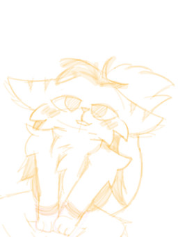 anthro ear_stripes female looking_up simple_background sitting solo stripes white_background esti esti_(esti) canid canine fox mammal 2026 3:4 sketch