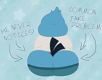 anthro arrow_sign big_butt blue_background blue_body blue_bottomwear blue_clothing blue_feather_hair blue_feathers blue_hair blue_pants blue_tail blue_tail_feathers bottomwear bottomwear_down butt clothed clothing exclamation_point feather_hair feathers hair male multicolored_bottomwear multicolored_clothing obese obese_anthro obese_male overweight overweight_anthro overweight_male pants pants_down partially_clothed pseudo_hair rear_view shirt simple_background sitting solo tail tail_feathers text thick_thighs topwear two_tone_bottomwear two_tone_clothing two_tone_pants white_clothing white_shirt white_topwear young young_anthro young_male sinood1e angry_birds rovio_entertainment sega jake_(angry_birds) the_blues_(angry_birds) avian bird blue_bird 2025 digital_media_(artwork) english_text hi_res