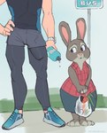 2024 age_difference anthro athletic athletic_human athletic_male bag barefoot big_eyes biped blue_background blue_bottomwear blue_clothing blue_skirt bonnie_hopps bottle bottomwear bulge carrot clock clothed clothed_anthro clothed_female clothed_human clothed_male clothing container countershade_face countershade_fur countershade_neck countershading detailed_bulge digital_drawing_(artwork) digital_media_(artwork) disney down_the_leg_bulge duo english_text erection erection_under_clothing eyelashes faceless_character faceless_human faceless_male feet female female_anthro fingerless_(marking) fingers food footwear front_view fully_clothed fully_clothed_anthro fully_clothed_female fully_clothed_human fully_clothed_male fur genital_outline glistening glistening_eyes grass grey_body grey_bottomwear grey_clothing grey_ears grey_fur grey_pants hand_on_hip hand_on_own_hip hands_together hi_res holding_bag holding_bottle holding_container holding_object human humanoid_hands iris lagomorph larger_human larger_male leporid light_body light_ears light_fur light_inner_ear light_nose light_skin looking_at_another looking_at_bulge male male_human mammal mature_anthro mature_female monotone_body monotone_skin multicolored_clothing multicolored_footwear multicolored_shirt multicolored_sneakers multicolored_topwear not_enough_milk older_anthro older_female outside pants penis_outline pink_clothing pink_inner_ear pink_nose pink_shirt pink_topwear plant plantigrade pupils purple_eyes rabbit road_sign service_height shirt shoes short_stack sign simple_background size_difference sketch skirt smaller_anthro smaller_female sneakers snout standing straight_legs text text_on_sign toeless_(marking) topwear two_tone_clothing two_tone_shirt two_tone_topwear vegetable watch water water_bottle white_body white_skin white_text wide_hips wristwatch younger_human younger_male zootopia