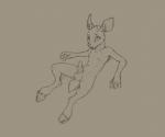 almar anthro antlers balls deer erection genitals horn looking_up lying male mammal nude on_back penis simple_background sketch solo