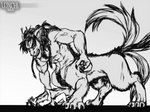 abs anthro clenched_teeth duo feral foreplay male male/male muscular pinned restrained size_difference teeth loxchi garasan canid canid_taur canine canine_taur canis mammal mammal_taur taur wolf wolf_taur digital_media_(artwork) line_art sketch unfinished