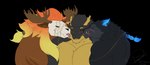 bone ear_piercing eye_scar eyes_closed facial_scar fur hair hellion_aureate_(entitropy) horn licking long_hair piercing plant rooftop scar skull skull_head sunset tongue tree entitropy mythology enti_orasia_(entitropy) maru_rasmus_(entitropy) canid canine canis dragon eastern_dragon elemental_creature flora_fauna mammal mythological_creature mythological_scalie scalie treant wolf absurd_res alpha_channel hi_res