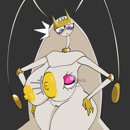 antennae_(anatomy) anthro areola big_areola big_breasts big_butt big_nipples blush blush_lines breast_squish breasts butt eyelashes female front_view genitals grey_background hand_on_hip huge_areola huge_breasts huge_butt huge_hips huge_thighs long_neck montgomery_glands navel nipples nude pokeball pokemorph purple_eyes simple_background solo squish thick_thighs vulva white_body wide_hips yellow_areola yellow_nipples gallo_wazavi nintendo pokemon arthropod generation_7_pokemon pheromosa pokemon_(species) ultra_beast 1:1 hi_res