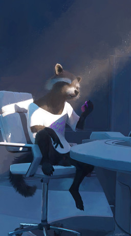 animal_genitalia animal_penis anthro balls bottomless bottomless_anthro bottomless_male brown_body brown_fur casual_exposure chair clothed clothing erection feet fingers fur furniture genitals holding_object lipsticking looking_at_viewer male open_mouth penis sheath shirt shirt_only simple_background sitting solo spread_legs spreading tail toes topwear topwear_only sidekick guardians_of_the_galaxy marvel rocket_raccoon canid canine mammal procyonid raccoon digital_media_(artwork) hi_res
