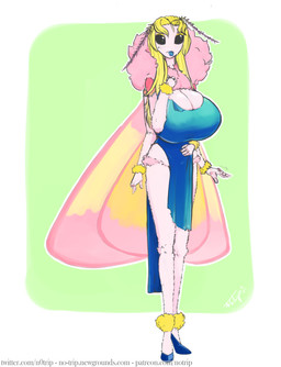 4_arms ankle_tuft anthro arm_tuft big_breasts black_eyes blonde_hair breasts cleavage clothed clothing dress eating_clothing exoskeleton female fluffy footwear fuzzy hair high_heels hip_tuft huge_breasts insect_wings larger_female leg_tuft lepidopteran_wings long_hair looking_at_viewer moth_antennae multi_arm multi_limb neck_tuft nervous_look pink_body shoes size_difference slim small_waist solo tall torn_clothing torn_dress tuft wings wrist_tuft notrip tineola arthropod insect lepidopteran moth rosy_maple_moth hi_res