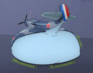 aircraft anus belly big_belly blue_body blue_eyes butt female female_pred feral feral_pred genitals grey_background heart_symbol machine overweight rear_view red_star rumbling_stomach simple_background vehicle vore vulva berkutmakesart dire_aircraft dire_machine dire_vehicle living_aircraft living_machine living_vehicle 2025 hi_res