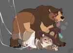 5_fingers anal anal_penetration animal_genitalia animal_penis anthro anthro_on_bottom anthro_on_feral anthro_penetrated arm_markings aroused arthropod_webbing balls barefoot bdsm bear_ears belly bestiality big_dom_small_sub biped blush bodily_fluids bondage bound brown_arms brown_body brown_ears brown_fur brown_hands brown_legs cheek_markings claws clothing cum cum_inside dominant dripping drooling duo erection facial_markings feet feral feral_on_top feral_penetrating feral_penetrating_anthro finger_claws fingers fur genital_fluids genitals gloves_(marking) hair hat hat_only head_markings headgear headgear_only headwear headwear_only interspecies larger_feral larger_male leg_markings male male/male male_anthro male_feral male_on_bottom male_penetrated male_penetrating male_penetrating_male mane mane_hair markings monotone_background mostly_nude multicolored_body multicolored_fur nude on_bottom on_top open_mouth pawpads paws penetration penile penile_penetration penis plantigrade quadruped saliva saliva_drip saliva_on_chin saliva_on_clothes saliva_on_clothing saliva_on_face saliva_on_own_chin saliva_on_tongue saliva_string sex sheath simple_background size_difference smaller_anthro smaller_male smile socks_(marking) spider_web tan_balls tan_belly tan_body tan_fur teeth three-quarter_view tongue tongue_out tusks ursine_ears ursine_genitalia ursine_penis web_bondage wizard_hat benji_(artist) third-party_edit capcom monster_hunter kuruk_(character) rove_(monster_hunter) bear brown_bear grizzly_bear lynian mammal ursidae ursine wudwud 2025 digital_drawing_(artwork) digital_media_(artwork) hi_res sketch