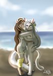 anthro beach duo ear_piercing ear_ring eyes_closed female female/female hug looking_at_viewer nude outside piercing ring_piercing seaside side_view smile wenqu0304 lena_(wenqu0304) ronnie_(wenqu0304) felid mammal absurd_res hi_res