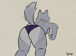 all_fours big_butt butt clothed clothing female looking_away neck_tuft panties raised_tail solo tail thick_thighs topless tuft underwear asphalt_(artist) canid canine canis mammal wolf 4:3