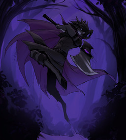 action_pose anthro axe clothed clothed_anthro clothing detailed_background fully_clothed fully_clothed_anthro grin holding_axe holding_object male male_anthro plant pose sharp_teeth smile solo teeth tree aveloka cult_of_the_lamb massive_monster_(studio) goat_(cult_of_the_lamb) bovid caprine goat mammal 2024 digital_drawing_(artwork) digital_media_(artwork) hi_res purple_theme