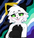 anthro black_body black_ears black_fur black_fur_markings black_tail blush bodily_fluids cum cum_in_mouth cum_inside cum_on_face eyelashes fur genital_fluids green_eyes lgbt_pride male paws pride_colors raised_paw solo tail teeth_showing tongue tongue_out white_body white_fur blizzardfur-maxxx blizzardfur domestic_cat felid feline felis mammal absurd_res hi_res
